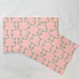 Pink/Green Bamboozled Rectangular Paper Placemats, Pad of 20