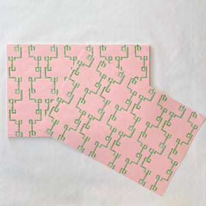 Bamboozled Pink/Green Rectangular Paper Placemats, Pad of 20