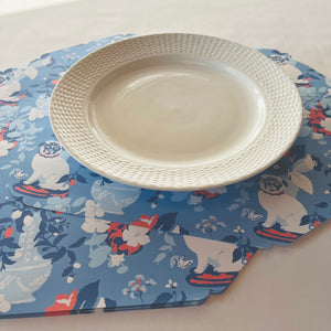 Imperial Blue Palace Octagonal Paper Placemats, Pack of 10