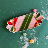 Ceramic Candy-Striped Christmas Accent Plate