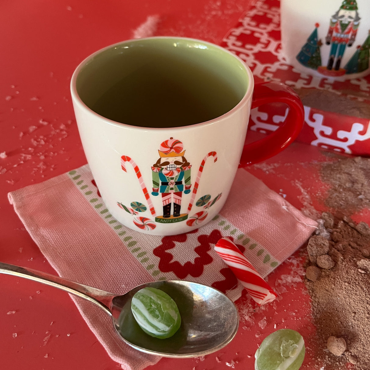 Multicolored Ceramic Nutcracker Christmas Mugs, Set of 4