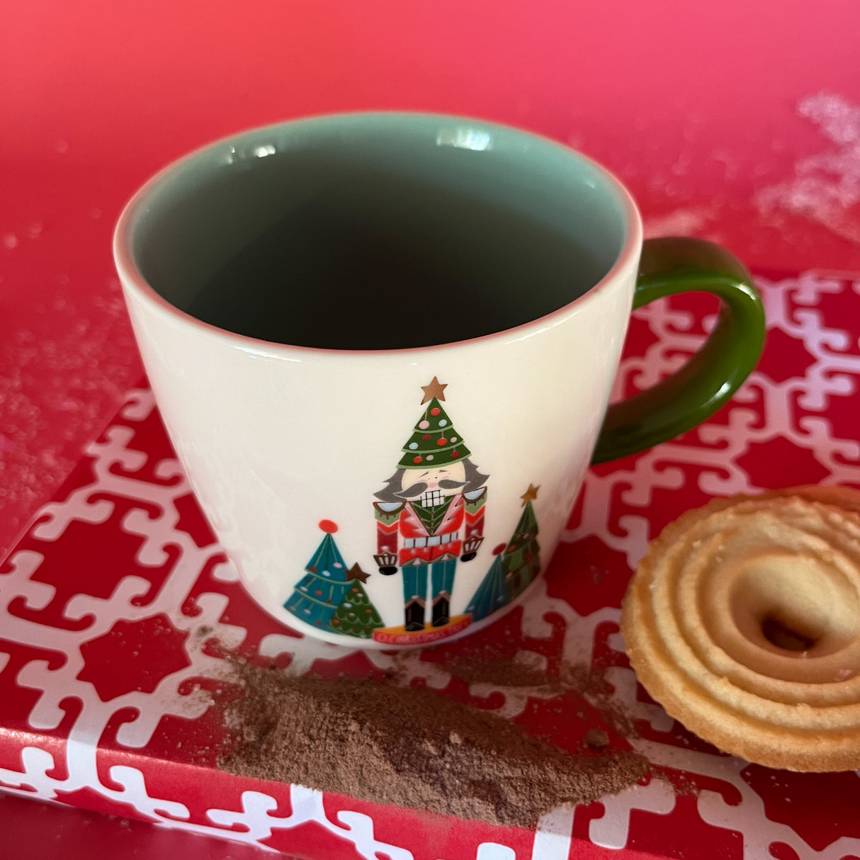 Multicolored Ceramic Nutcracker Christmas Mugs, Set of 4