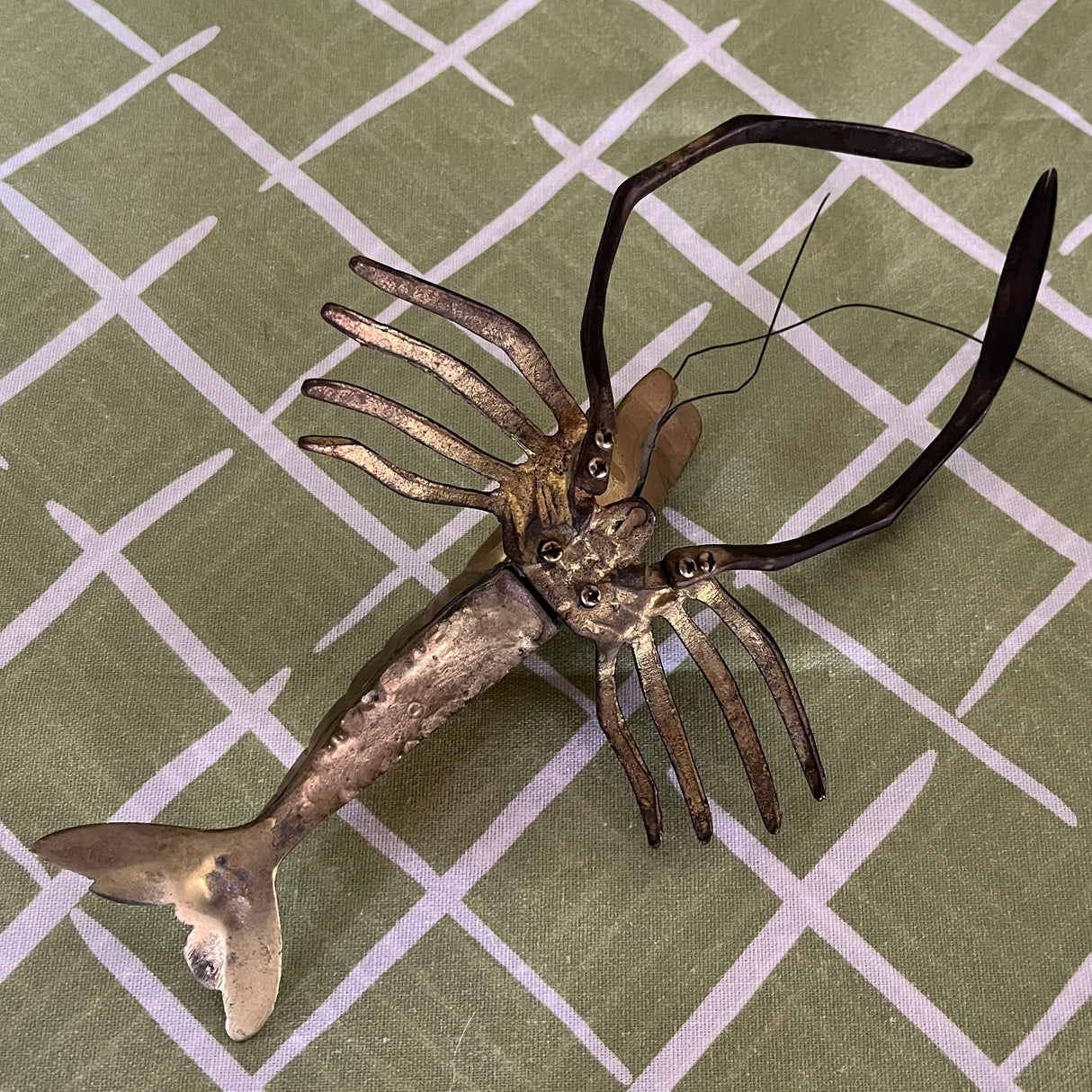 Vintage Brass Lobster Sculpture