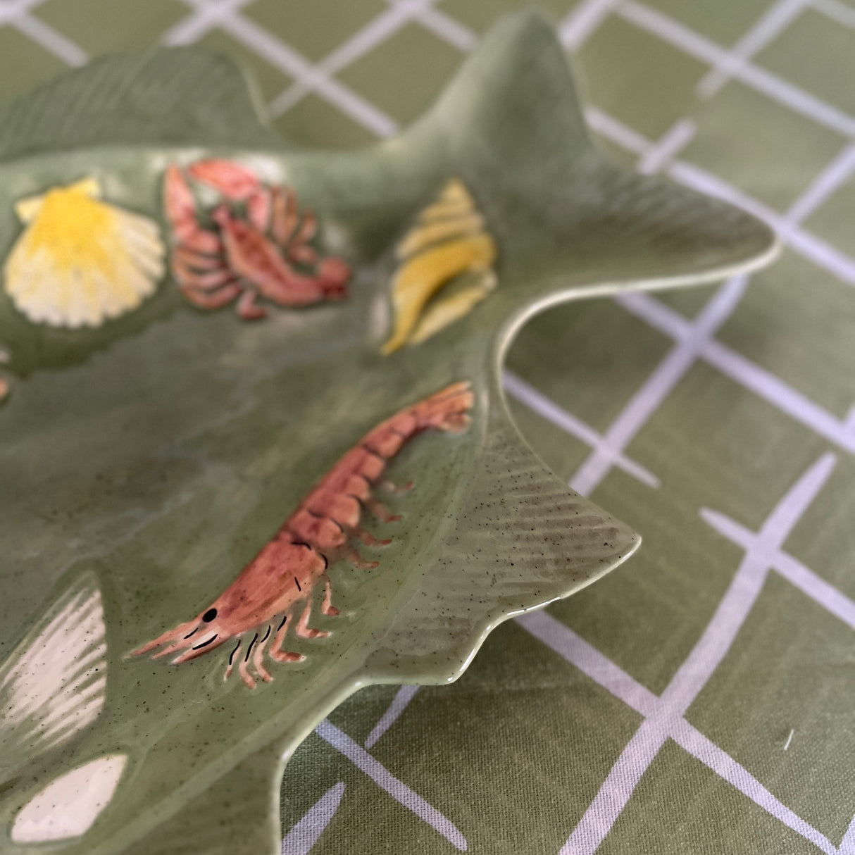 Vintage Green Ceramic Fish Platter