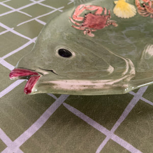 Vintage Green Ceramic Fish Platter