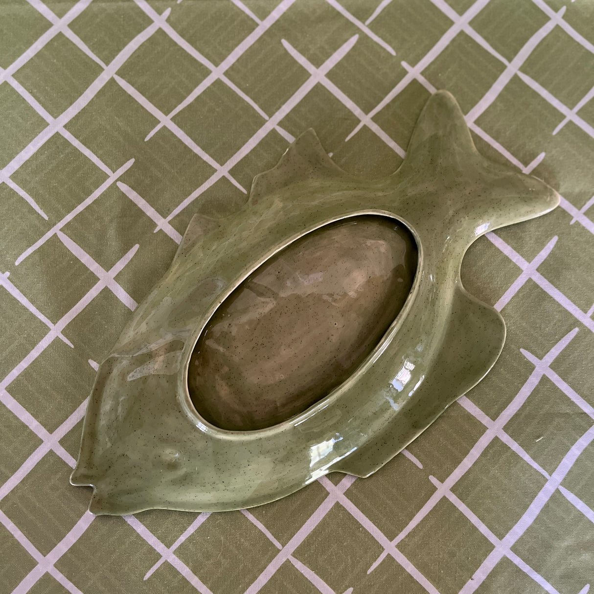 Vintage Green Ceramic Fish Platter