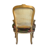 Vintage Ribbon-Patterned Armchair w/Caned Back