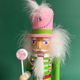 Pink and Green Christmas Nutcrackers Table Decorations, Set of 2