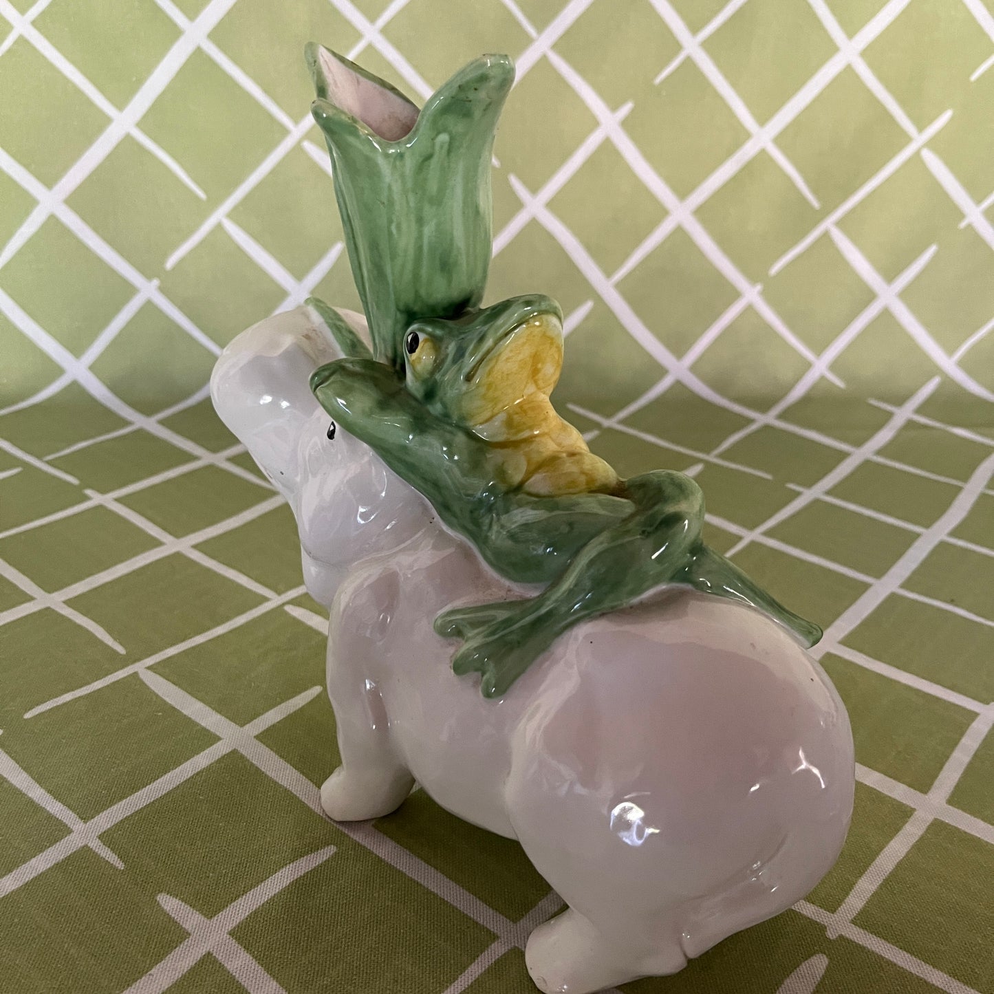 Hippopotamus/Frog Italian Bud Vase