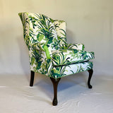 Vintage Jungle Road Palm Green Upholstered Wingback Chair