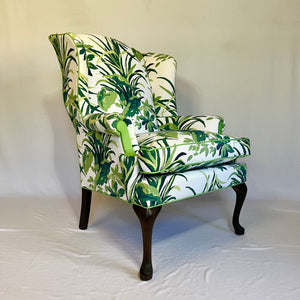 Vintage Jungle Road Upholstered Wingback Chair