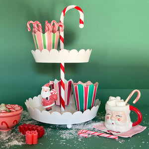 Two-Tier Tole Metal Decorative Candy Cane Centerpiece