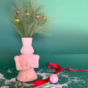 Pink Ceramic Christmas Nutcracker Vase