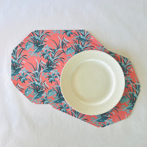 Jungle Road Pink/Blue Octagonal Paper Placemats, Pack of 10