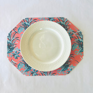 Jungle Road Pink/Blue Octagonal Paper Placemats, Pack of 10