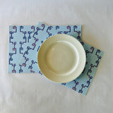 Blue Bamboozled Trellis Paper Placemat, Pad of 20