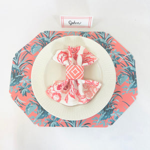 Jungle Road Pink/Blue Octagonal Paper Placemats, Pack of 10