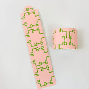 Bamboozled Pink/Green Paper Napkin Rings, Set of 10