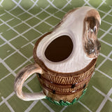 Vintage Pup in Barrel Ceramic Water Pitcher