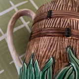 Vintage Pup in Barrel Ceramic Water Pitcher