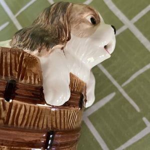 Pup in Barrel Ceramic Water Pitcher