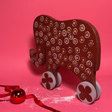 Vintage Hand-Painted Wood Rolling Elephant