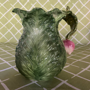 Vintage Cabbage Leaves/Radish Water Pitcher