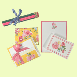 Swans Island Fabulous Florals Pink/Yellow Stationery Set