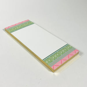 Island House Palm Green/Fez Pink Luxe Skinny Notepad