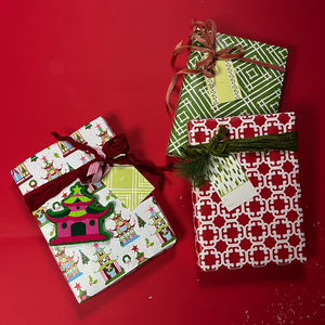 Festive Pagodas Christmas Gift Wrap Set