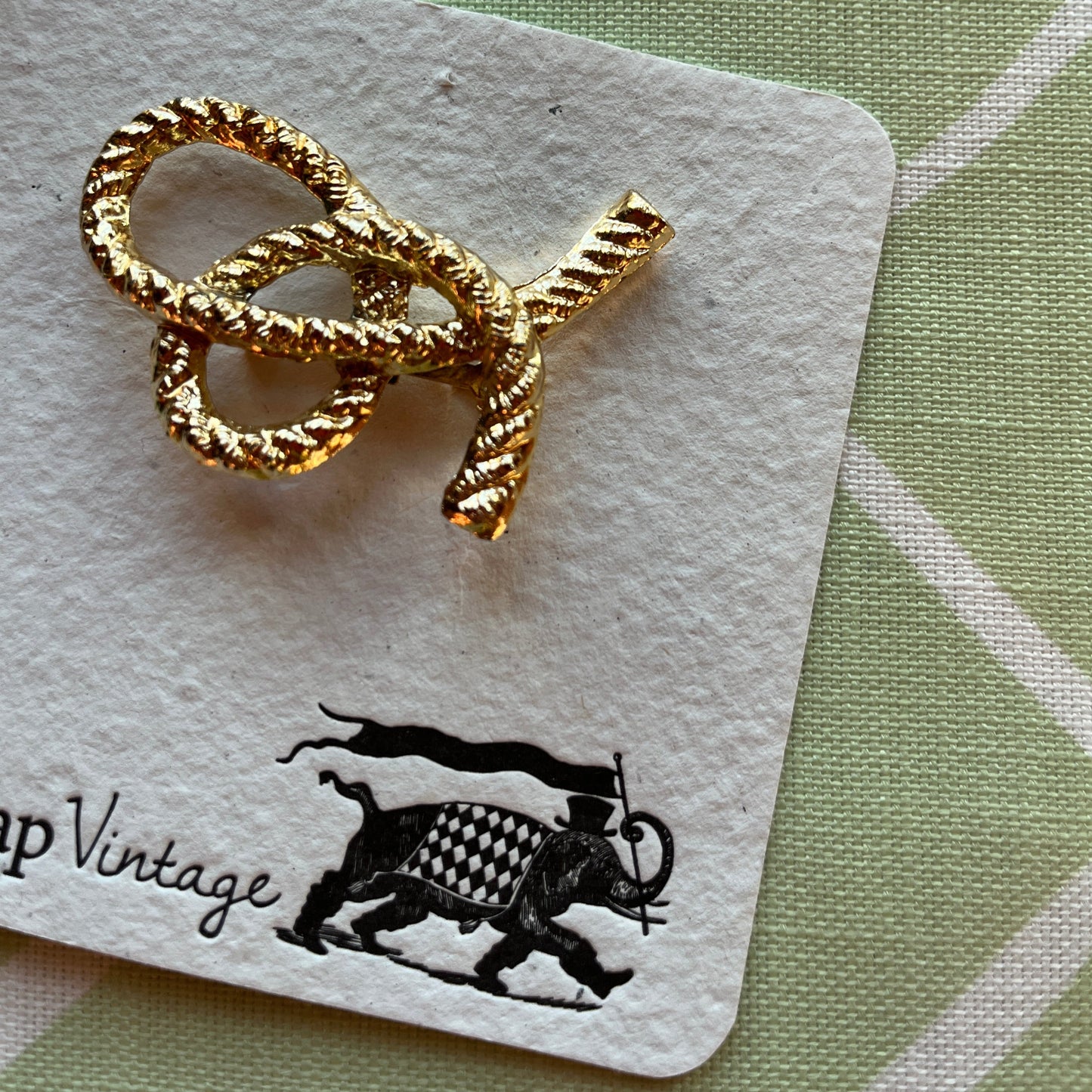 Vintage Gold-Hued Whale and Rope Pins, Set of 2