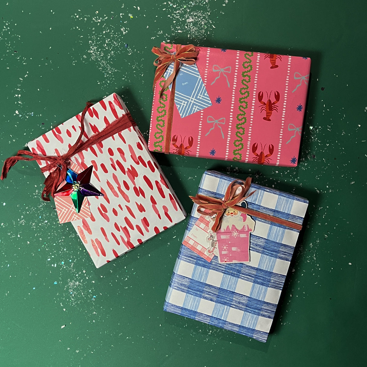 Lobster/Ribbon Christmas Gift Wrap Set