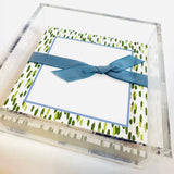 Green Club House with Blue Border Luxe Notepad