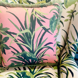 Jungle Road Bahama Pink 22” Square Pillow