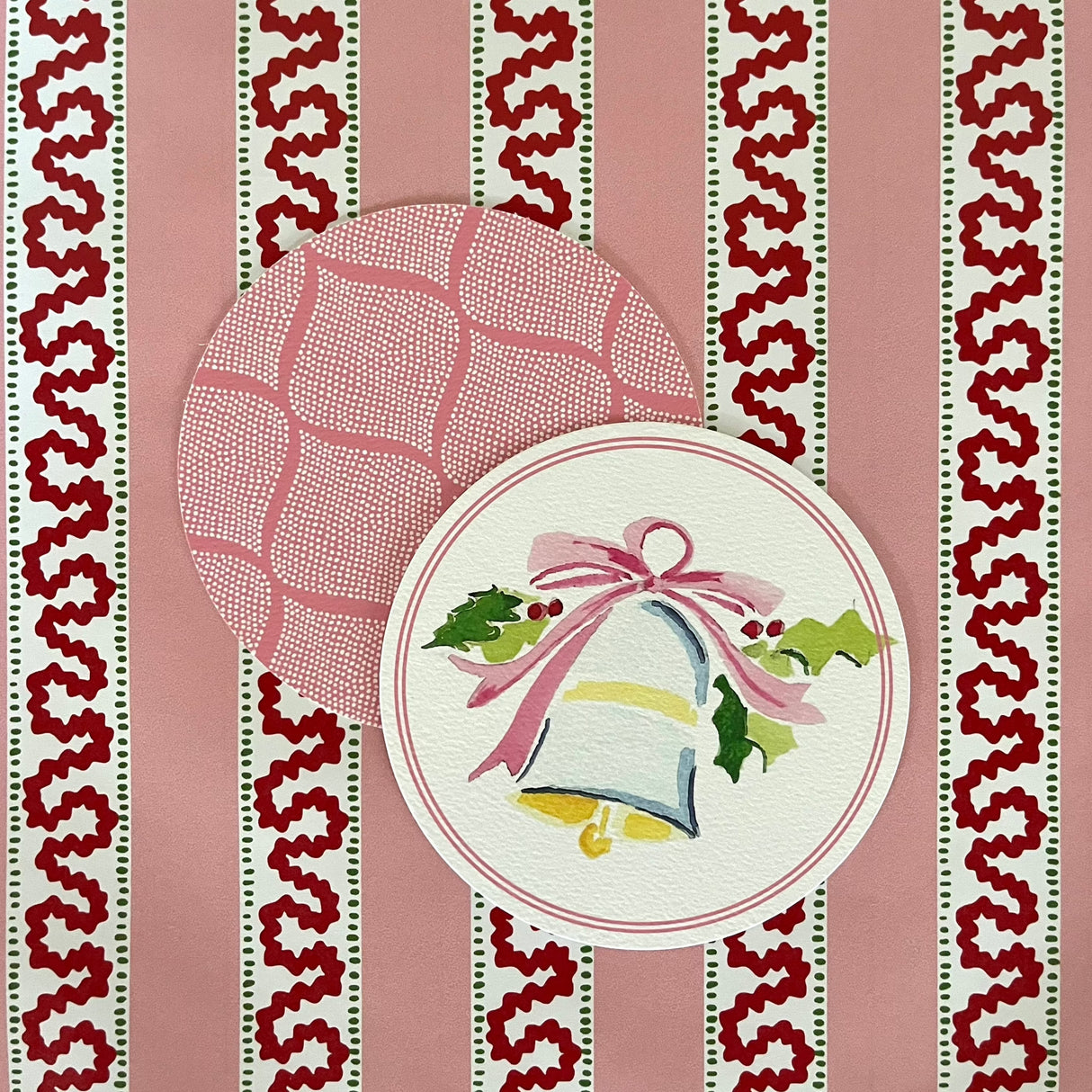 Christmas Bell Round Paper Coasters