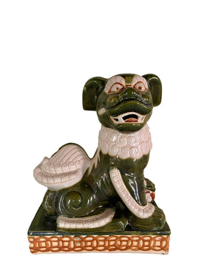 Vintage Large Green Chinoiserie Foo Dog