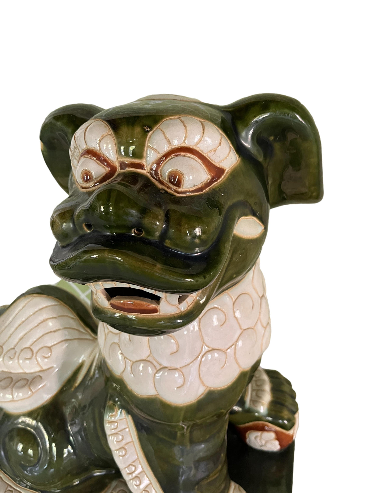 Vintage Large Green Chinoiserie Foo Dog