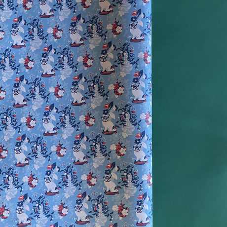 Imperial Palace Island Pugs Blue Gift Wrapping Paper