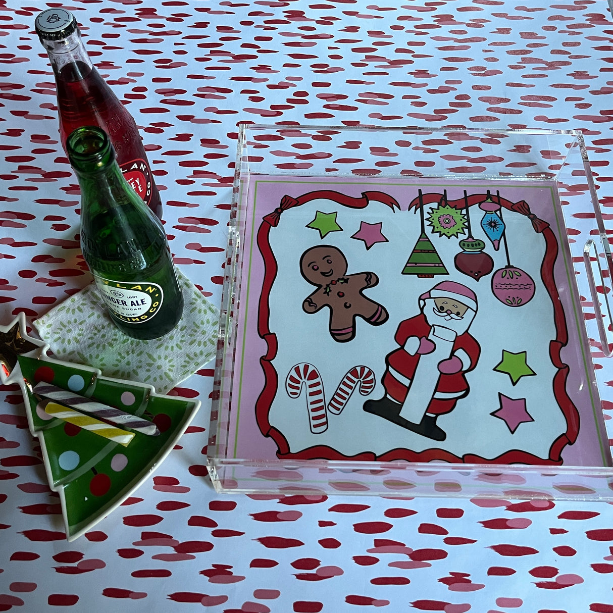 Santa and Friends Square Acrylic Tray