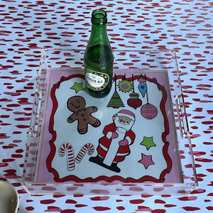 Santa and Friends Square Acrylic Tray