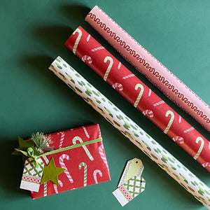 Dancing Candy Canes Gift Wrap Set