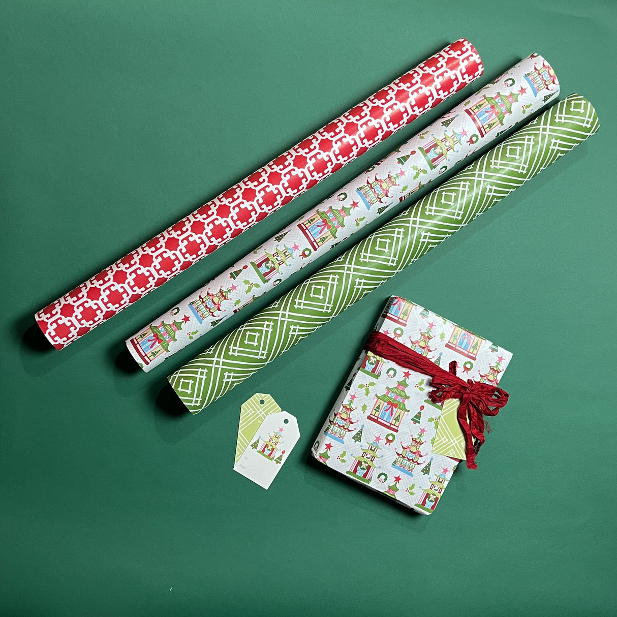 Festive Pagodas Christmas Gift Wrap Set