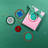 Pink, Blue, Red and Green Mod Christmas Ornament Gift Tie-Ons
