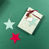 Metal Red and Light Blue Christmas Star Gift Tie-Ons, Set of 2