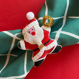 Vintage Satin Santa with Gifts Christmas Napkin Rings, Set of 4
