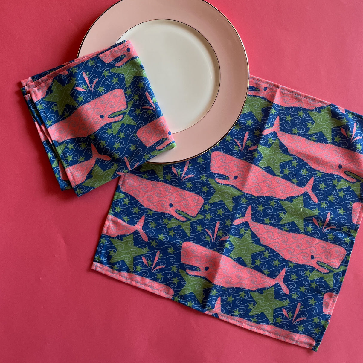 Whale of a Time No-Iron Dinner Napkins, Set of 2