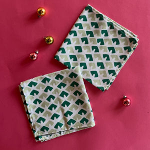 Old Jaipur Meadow Green No-Iron Dinner Napkins