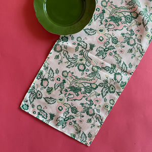 East of the Sun Green No-Iron Table Runner