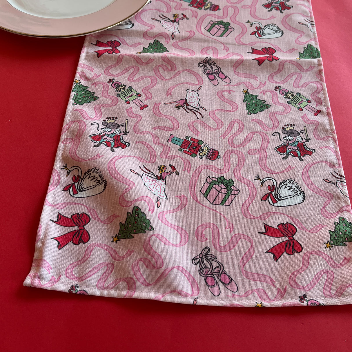 Nutcracker Ribbons No-Iron Table Runner