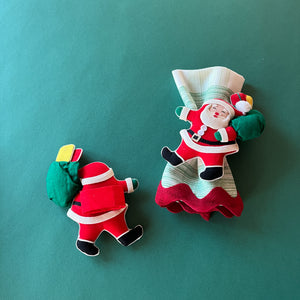 Santa w/Gift Bags Vintage Christmas Napkin Rings, Set of 4